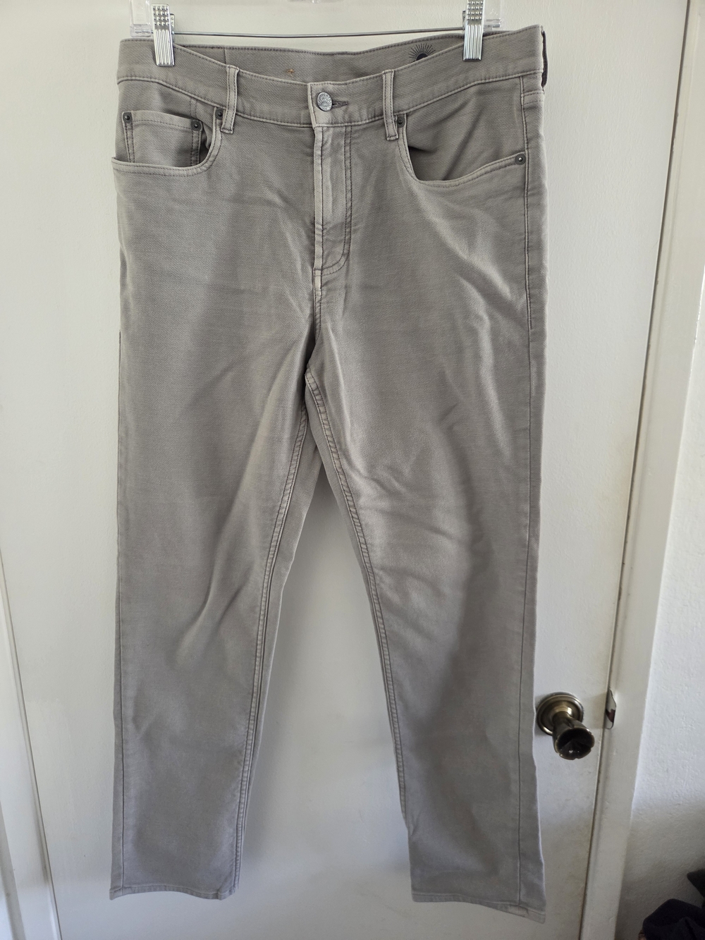 Faherty Jeans Men 32x32 Iron Grey Stretch Terry 5 Pocket Pant Lyocell Straight